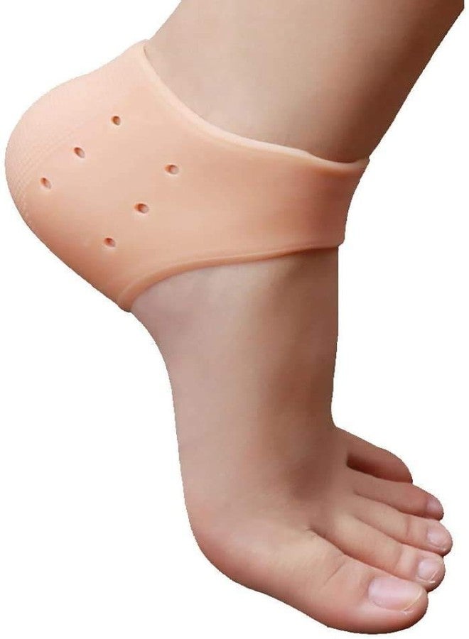 Tuzech Silicone Anti Crack Pain Reliever Heel Protector Reusable Mask for Nourishment Repair your cracked dry skin with Smoother (Skin color) - Image 1