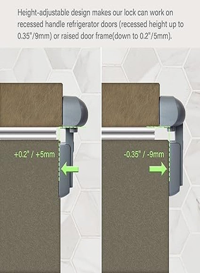 قفلان مُحدّثان للثلاجة مُقاومان للأطفال، قفل ثلاجة للأطفال، تشغيل بيد واحدة، أقفال مزودة بوسادات لاصقة، لا حاجة إلى مثقاب، مزلاج أمان للثلاجة، الثلاجة، الفريزر، الأدراج، الخزائن - Image 3
