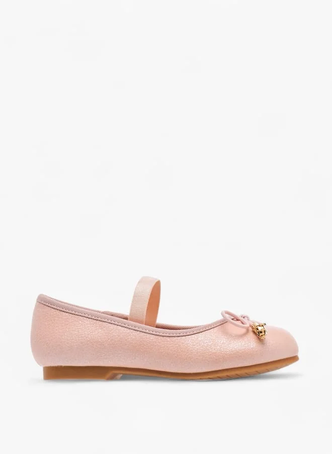 JUNIORS Girls Bow Accent Slip-On Ballerina Shoes With Elastic Strap