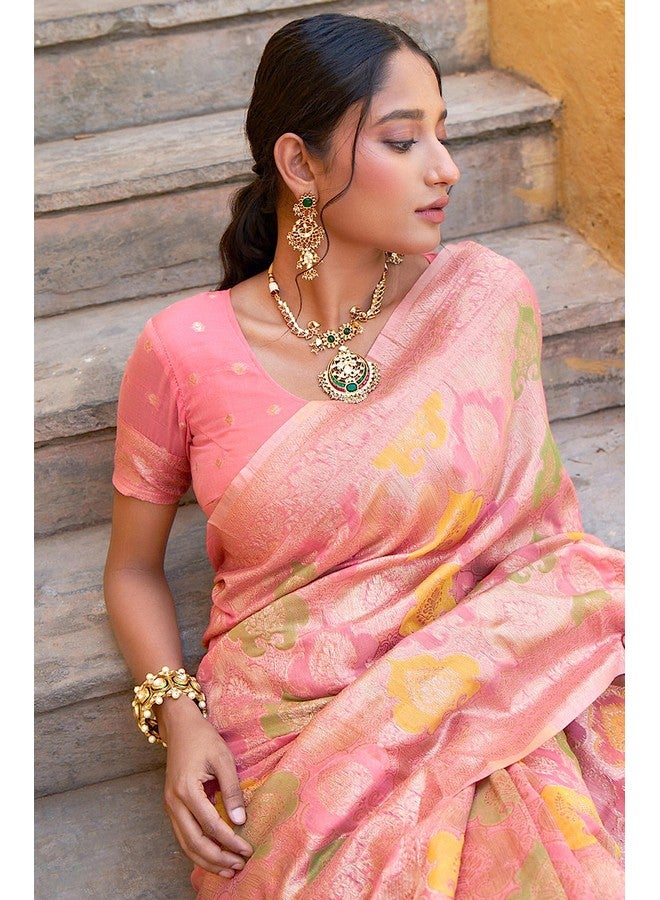 Janasya Janasya Women's Silk Saree (SAR235_Light Pink) - Image 5