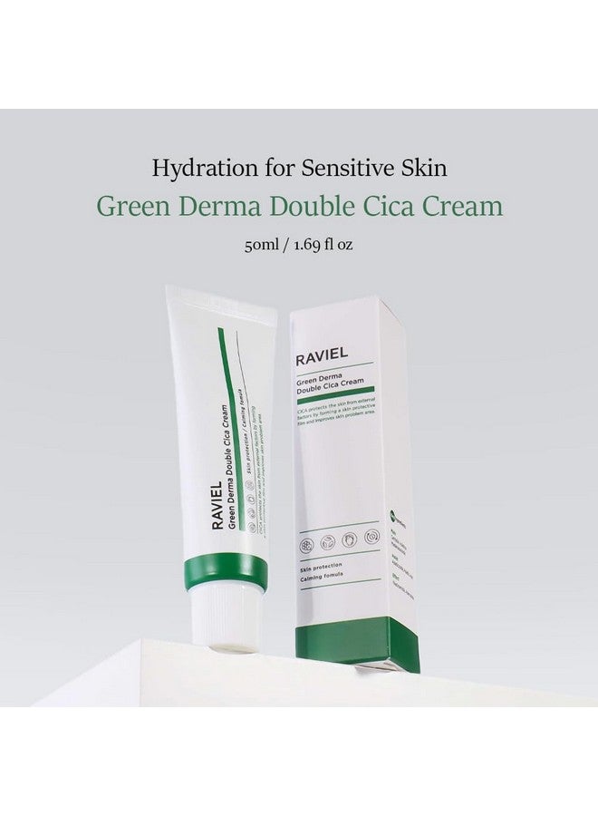 RAVIEL Green Derma Double Cica Cream (50ml x 2,1.69 fl oz x 2) Korean Face Moisturizer, Korean Face Moisturizer for Sensitive Skin, Anti-Aging Night Cream, Calming & Repairing Skin - Image 2