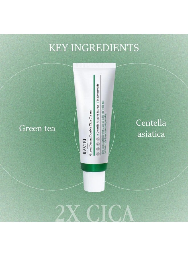 RAVIEL Green Derma Double Cica Cream (50ml x 2,1.69 fl oz x 2) Korean Face Moisturizer, Korean Face Moisturizer for Sensitive Skin, Anti-Aging Night Cream, Calming & Repairing Skin - Image 4