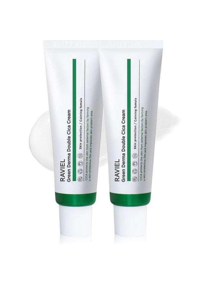 RAVIEL Green Derma Double Cica Cream (50ml x 2,1.69 fl oz x 2) Korean Face Moisturizer, Korean Face Moisturizer for Sensitive Skin, Anti-Aging Night Cream, Calming & Repairing Skin - Image 1