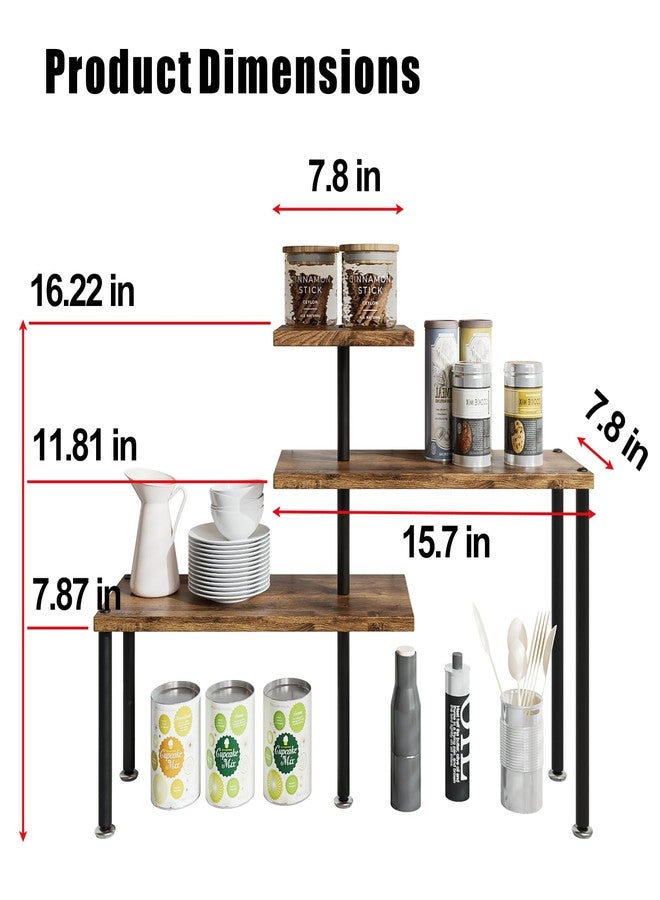 Dazioter Countertop Organizer Organization 3 Tier Kitchen Corner Shelves Adjustable Spice Storage Rack for Bathroom Coffee Area Over Sink (Black) - Image 2