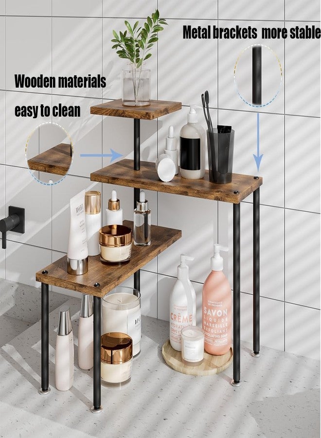 Dazioter Countertop Organizer Organization 3 Tier Kitchen Corner Shelves Adjustable Spice Storage Rack for Bathroom Coffee Area Over Sink (Black) - Image 4