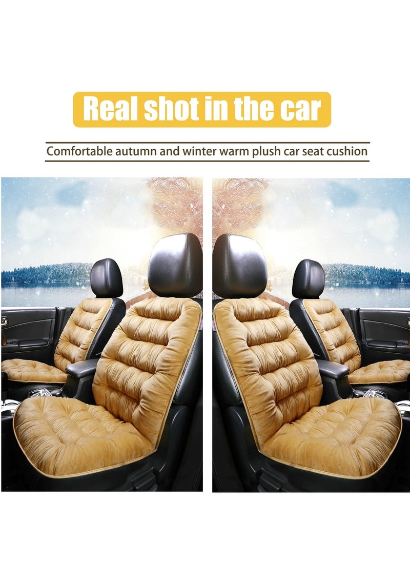 Y&D - Cushioned Car Seat Cover, Warm Short Plush Cushion for Front Rear Pad, Soft Fuzzy Protector Winter, Auto Interior Women Men Accessories Vehicles, SUV, Truck(Beige) - Image 1