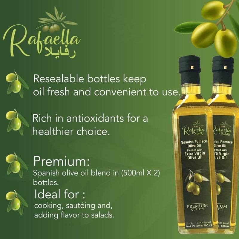 Rafaella Spanish Pomace Olive Oil, 2 x 500 ml - Blended with Extra Virgin Olive Oil - Image 3