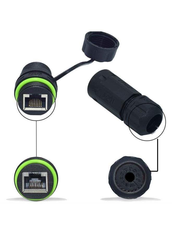 ELifeApply RJ45 Waterproof Connector IP68 Cable Connector, Panel Mount Coupler Female to Female, with Shielding Cable Coupler-CAT5E-YMP20-Green-2 PCS - Image 4
