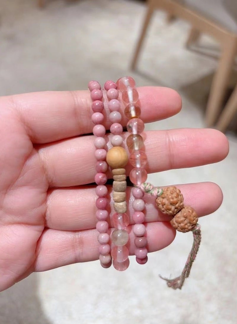 Cherry pink beaded elastic sports strap and Apple Watch series suitable for Apple strap 7/8/9E 41mm - Image 4