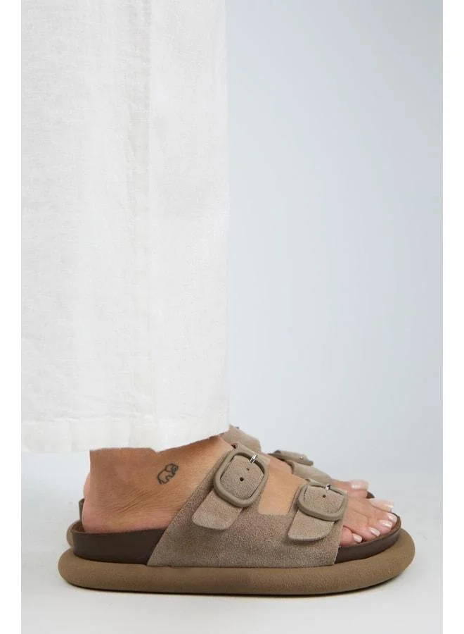 Manijero  (Lavanda 2) Women's Genuine Leather Double-Strap Violet Slippers. for Women | Best Price UAE