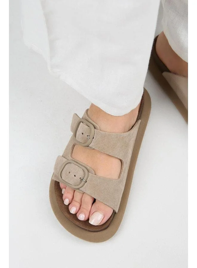 (Lavanda 2) Women's Genuine Leather Double-Strap Violet Slippers.