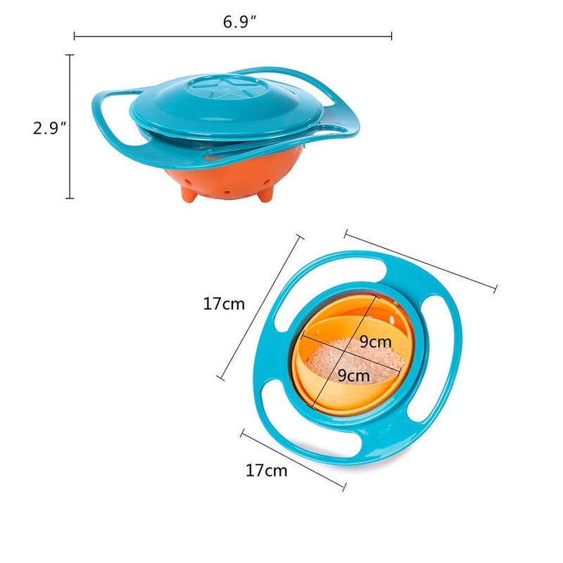ESH7 Gyro Bowl Funny 360 Degree Rotate Spill-Proof Bowl with Lid Feeding Without Mess (Blue), ESH7985322655484854, 17x 17x 7cm - Image 2