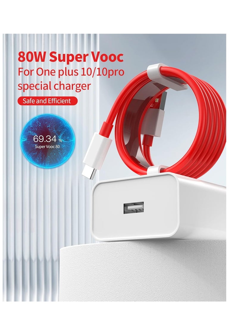 80W Supervooc UK Plug Power Adapter USB C Warp Charging Cable 1M for Oneplus USB Plug Charger Type A Wall Charger Fast Charger for OnePlus Nord 3 2T CE 4 3 2 Lite 14 13R 12 11 10T 10 9 8T 7 and Oppo - Image 1