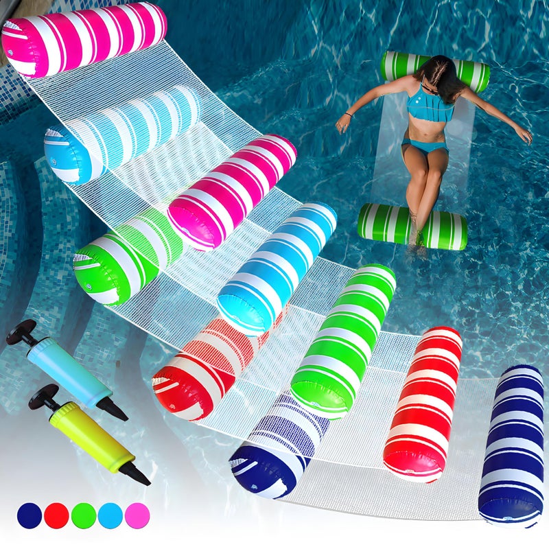 Annil 5 Pack Inflatable Pool Floats Adult Size Water HammockHammock Floats for Adults4in1 MultiPurpose Pool Floating ToysPool Rafts Lounge Chairs Floatiesfor Adults Vacation Fun and Rest - Image 2