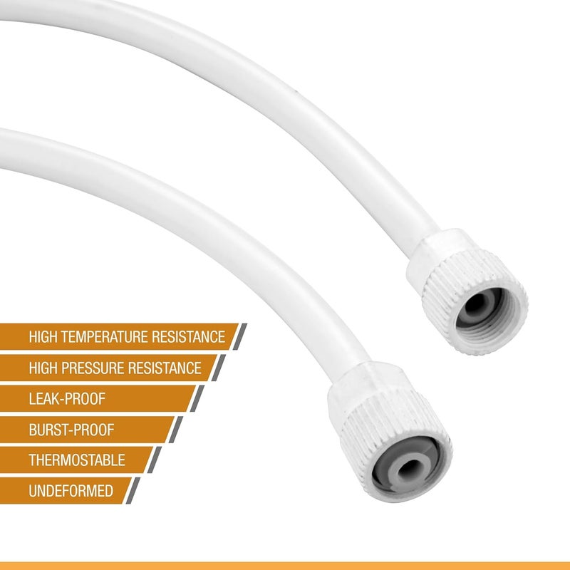 LUVBATH FITTING 9-Inch (22 cm) PTMT Connection Pipe | White | Leakproof Hose for Hot & Cold Water | Kitchen, Bathroom, Toilet, Sink & Geyser | Pack of 2, 9-Inch (22 cm) - Image 2