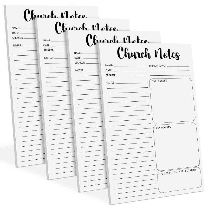 Geyee 4 Pcs Church Notebook 5.5 x 8.5 Inch Tear Away Sermon Journal Christian Sticky Pads Religious Sticky Notepads Note Taking Supplies - Image 1