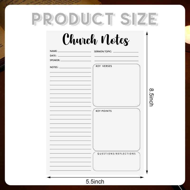 Geyee 4 Pcs Church Notebook 5.5 x 8.5 Inch Tear Away Sermon Journal Christian Sticky Pads Religious Sticky Notepads Note Taking Supplies - Image 2