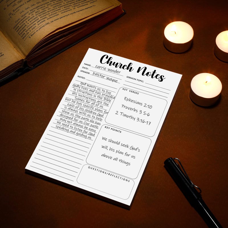 Geyee 4 Pcs Church Notebook 5.5 x 8.5 Inch Tear Away Sermon Journal Christian Sticky Pads Religious Sticky Notepads Note Taking Supplies - Image 4