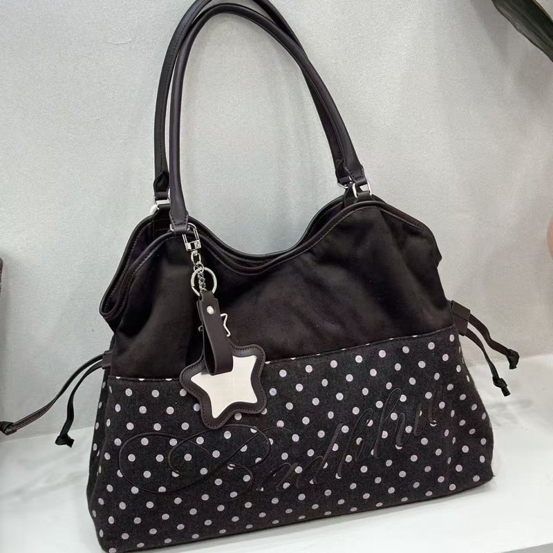 Badblue Korean Style Leopard Print Large Capacity Suede Tote Shoulder Bag - Image 1