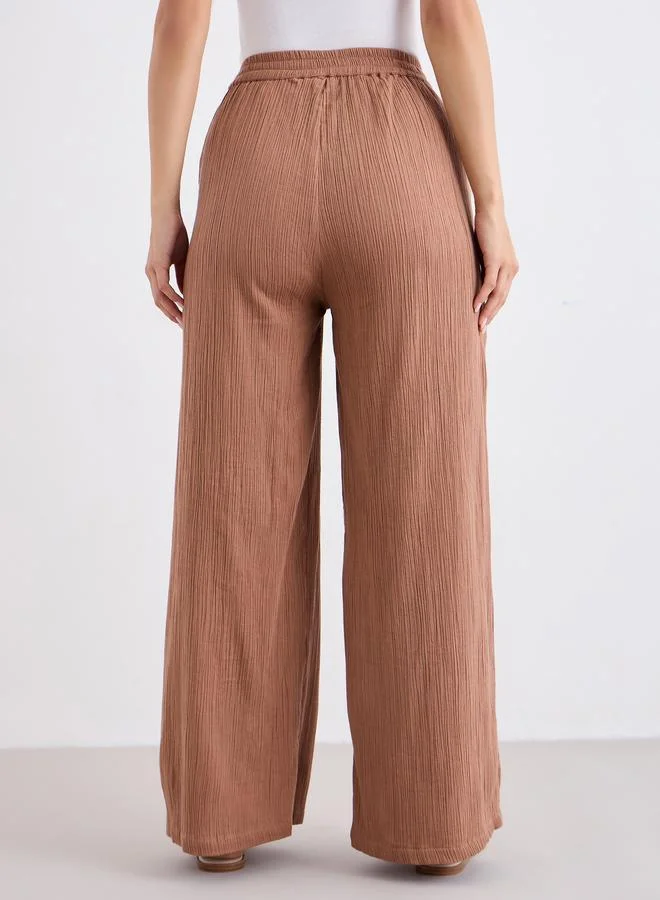 Styli Styli Cotton Gauze Wide Leg Pants