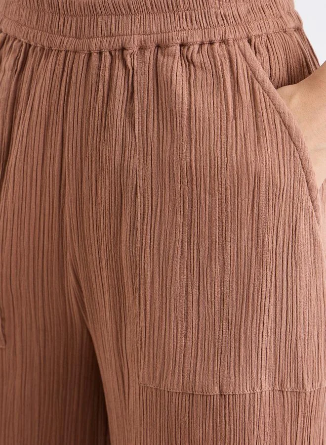Styli Styli Cotton Gauze Wide Leg Pants