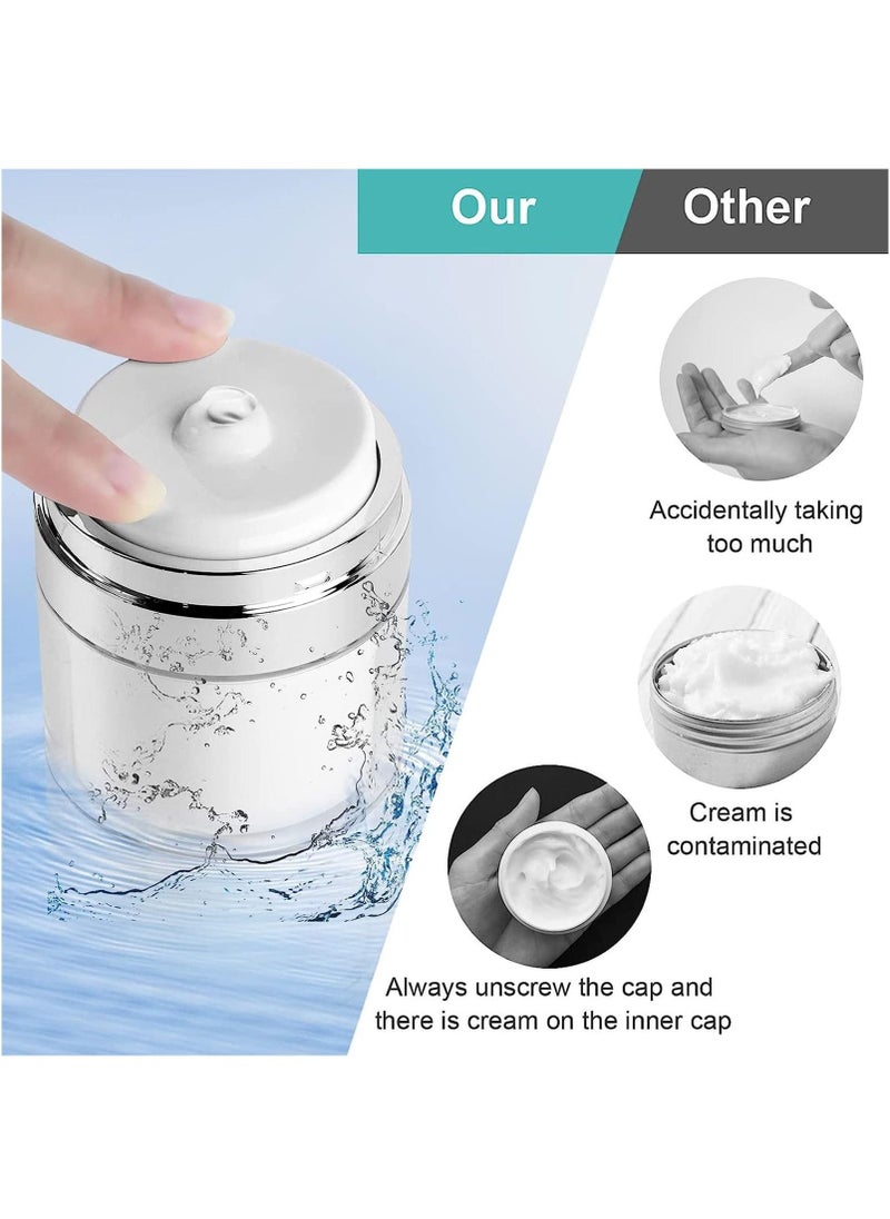 Generic - 3pcs Airless Pump Jars Sets, Cream Jar Vacuum Bottle, 0.5oz /1oz /1.7oz Empty Refillable Cosmetic Air Pump Jars Bottles Airless Lotion Cream Dispenser Portable Travel Size Makeup Containers - Image 1
