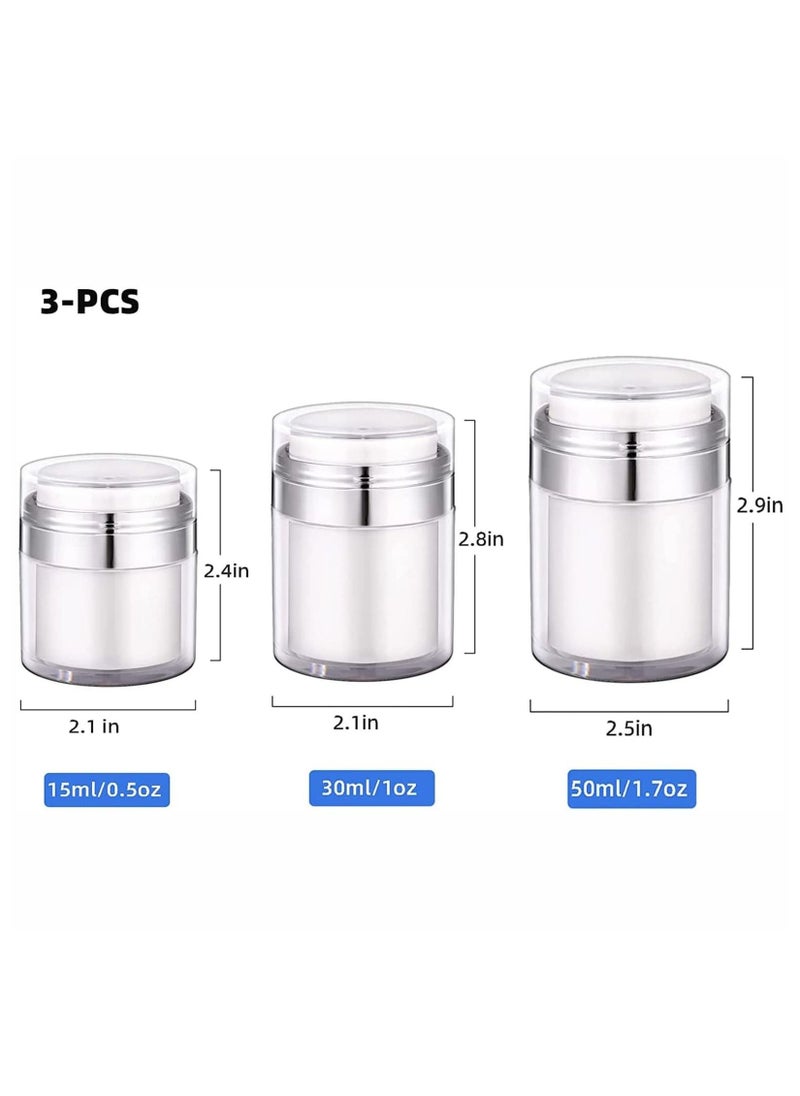 Generic - 3pcs Airless Pump Jars Sets, Cream Jar Vacuum Bottle, 0.5oz /1oz /1.7oz Empty Refillable Cosmetic Air Pump Jars Bottles Airless Lotion Cream Dispenser Portable Travel Size Makeup Containers - Image 1