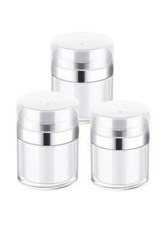 3pcs Airless Pump Jars Sets, Cream Jar Vacuum Bottle, 0.5oz /1oz /1.7oz Empty Refillable Cosmetic Air Pump Jars Bottles Airless Lotion Cream Dispenser Portable Travel Size Makeup Containers