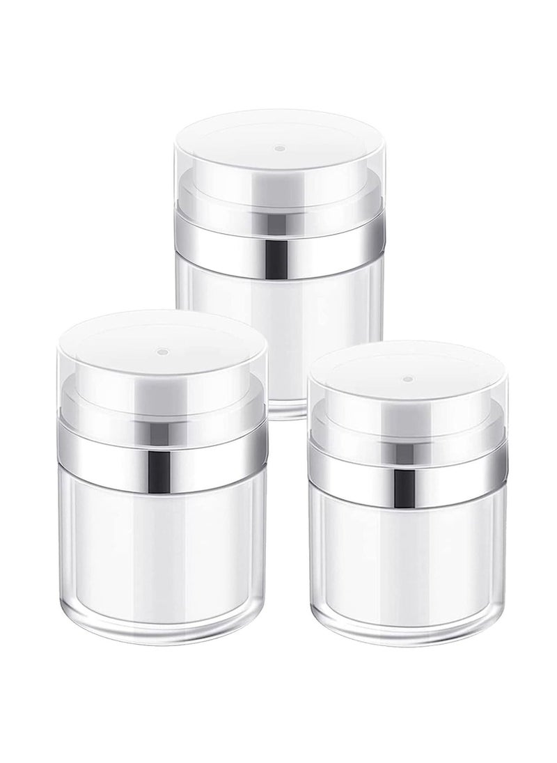 Generic - 3pcs Airless Pump Jars Sets, Cream Jar Vacuum Bottle, 0.5oz /1oz /1.7oz Empty Refillable Cosmetic Air Pump Jars Bottles Airless Lotion Cream Dispenser Portable Travel Size Makeup Containers - Image 1