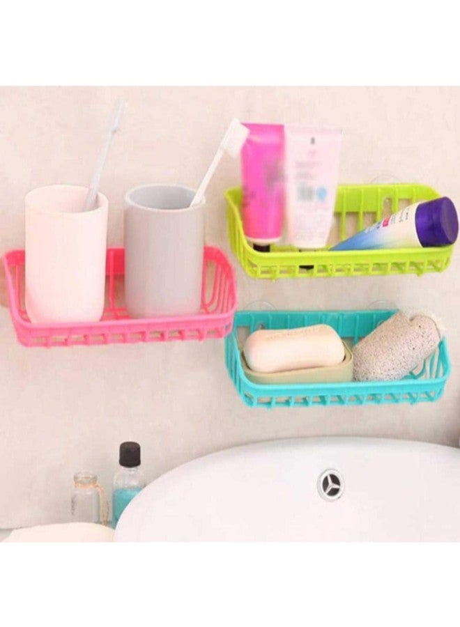 1pc Plastic Sink Shelf Kitchen Sponge Holder Rack Drain Basket Home Bathroom Wash Cleaning Storage Gadgets Double Suction Cups for Kitchen Bathroom (random Color) 