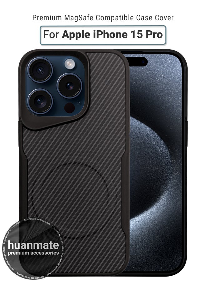 هووانميت حافظة لهاتف أبل آيفون 15 برو ماج سيف أسود/تيتانيوم - مغناطيس قوي وعالي الجودة، متوافق مع الشحن اللاسلكي، حماية ضد الصدمات، غطاء مغناطيسي نحيف للغاية مضاد للخدش لهاتف أبل آيفون 15 برو - Image 1