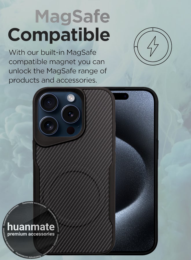 هووانميت حافظة لهاتف أبل آيفون 15 برو ماج سيف أسود/تيتانيوم - مغناطيس قوي وعالي الجودة، متوافق مع الشحن اللاسلكي، حماية ضد الصدمات، غطاء مغناطيسي نحيف للغاية مضاد للخدش لهاتف أبل آيفون 15 برو - Image 5