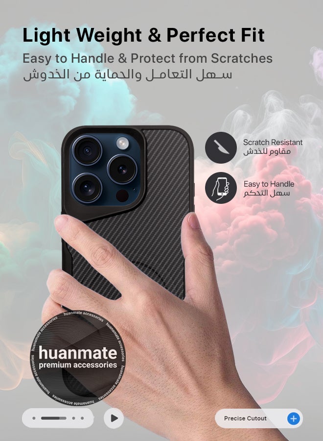 هووانميت حافظة لهاتف أبل آيفون 15 برو ماج سيف أسود/تيتانيوم - مغناطيس قوي وعالي الجودة، متوافق مع الشحن اللاسلكي، حماية ضد الصدمات، غطاء مغناطيسي نحيف للغاية مضاد للخدش لهاتف أبل آيفون 15 برو - Image 3