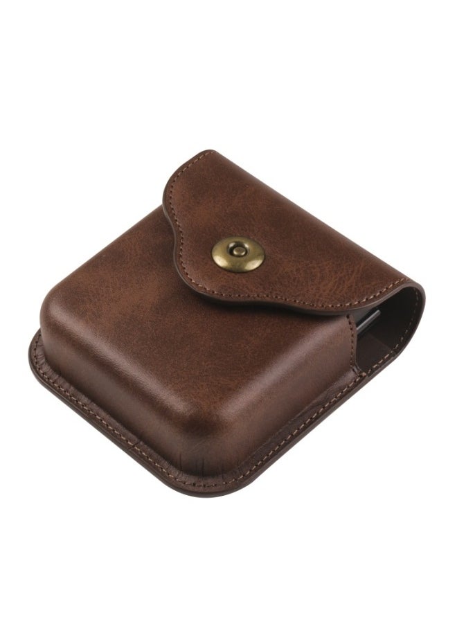 Generic - Suitable For Folding Machine Z Flip3 4 5/P50 Pocket/Razr 5G Shaping Mobile Phone Waist Bag Leather Case-Color:Brown-Applicable Model:For SamsungZ Flip5/4/3/For HuaweiP50 Pocket/MOTO Razr 5g - Image 1