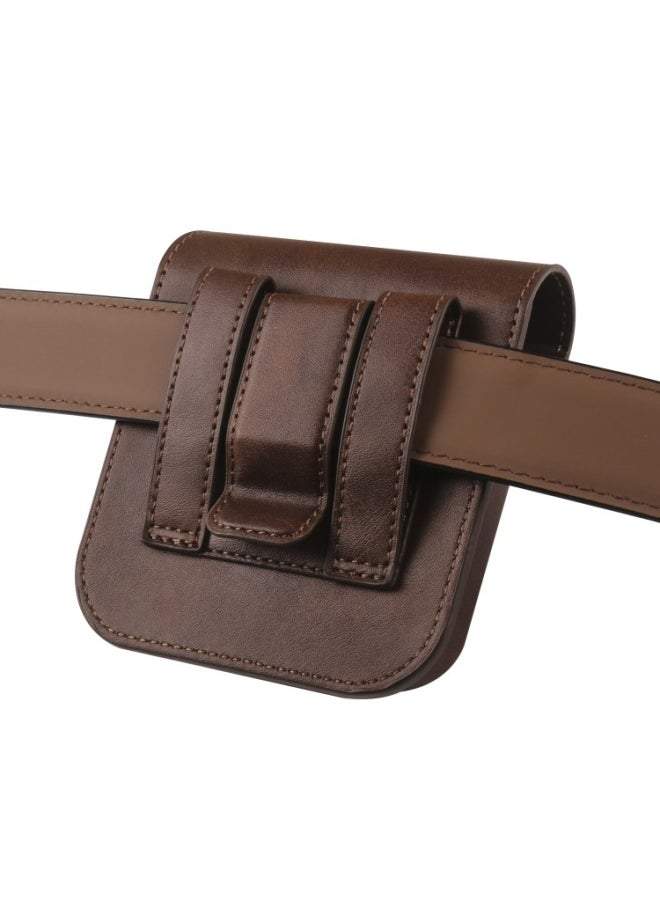 Generic - Suitable For Folding Machine Z Flip3 4 5/P50 Pocket/Razr 5G Shaping Mobile Phone Waist Bag Leather Case-Color:Brown-Applicable Model:For SamsungZ Flip5/4/3/For HuaweiP50 Pocket/MOTO Razr 5g - Image 1