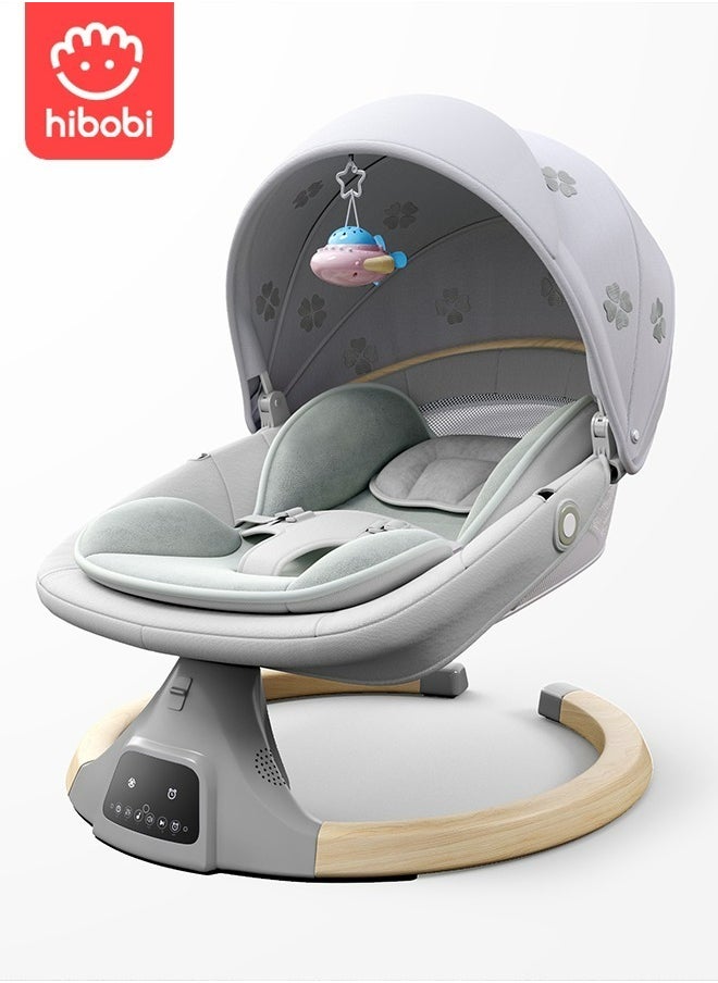 hibobi Luxury Automatic Electric Swing Chair Cradle for Baby, 5-Speed Adjustable, Remote Control, Soothing Vibrations & Music, Mosquito Net & Safety Belt, Ideal for Newborns & Eid Gift  - Image 1
