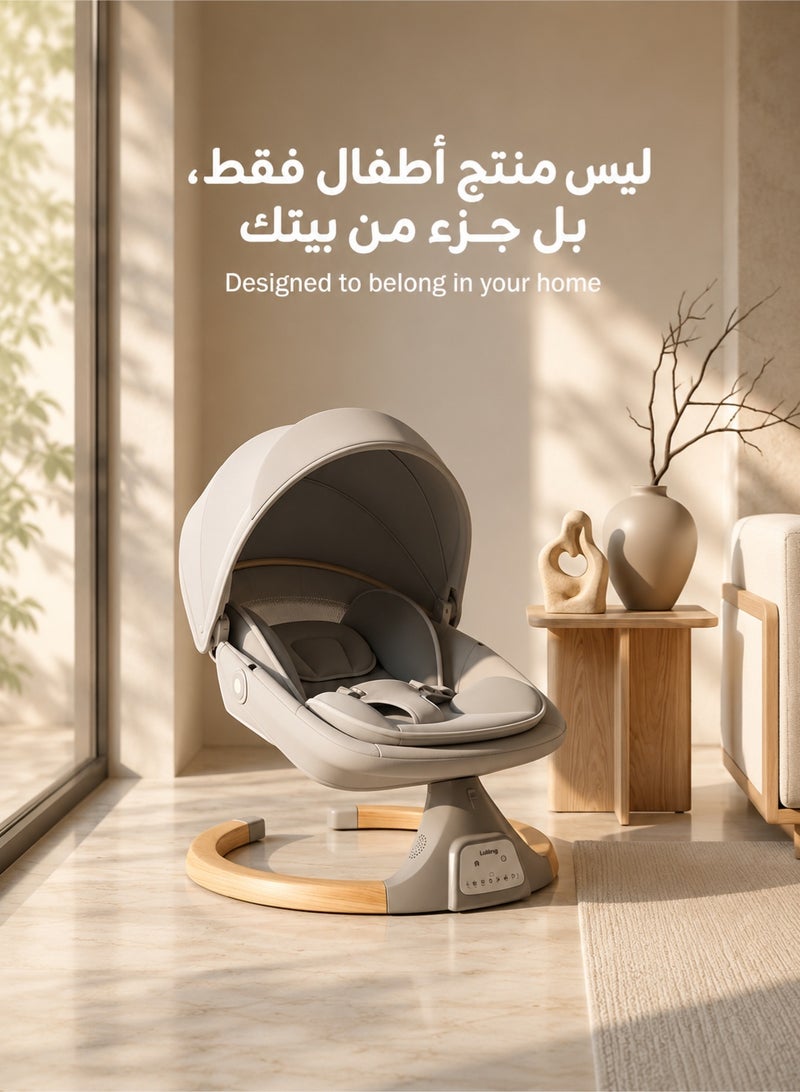 هيبوبي كرسي هزاز كهربائي فاخر للأطفال، ٥ سرعات قابلة للتعديل، جهاز تحكم عن بعد، اهتزازات مهدئة وموسيقى، ناموسية وحزام أمان، هدية مثالية للمواليد وهدايا العيد - Image 2