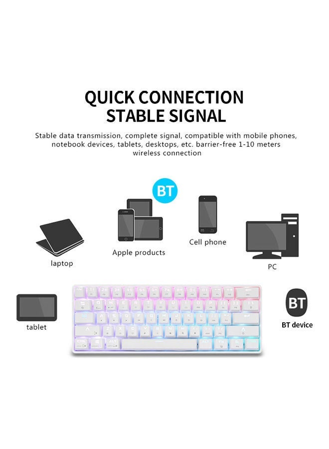 NIBEMINENT DK61 Dual Mode Wireless Mechanical Keyboard With Outmu Blue Switches White  - Image 3