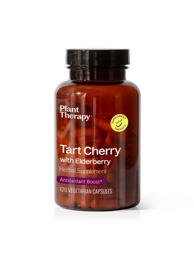 Plant Therapy Tart Cherry Capsules with Elderberry Manufactured in USA 4 Month Supply Supports The Body, Immune System & Sleep Cycle Supplements for Women & Men 120 Vegetarian Capsule - Image 1