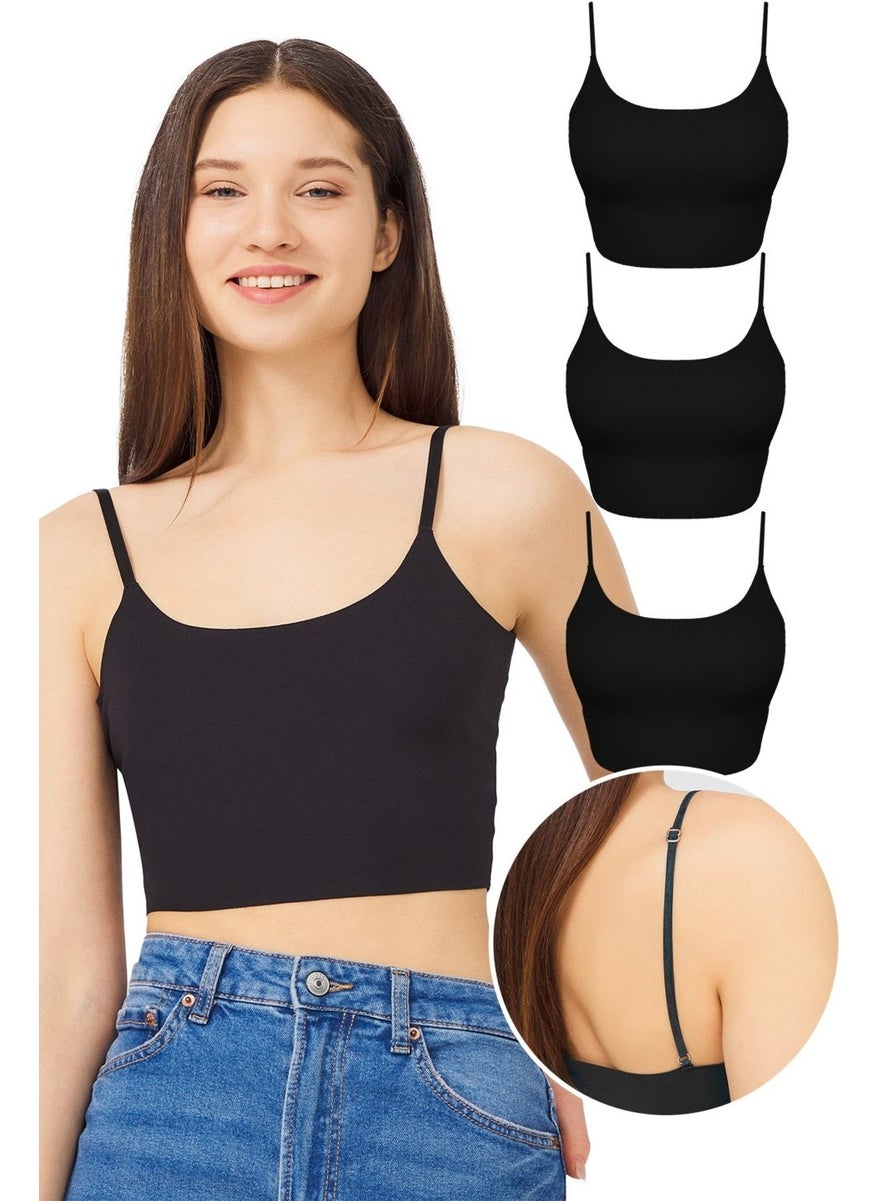 COTTONHILL - Adjustable Thin Straps Laser Cut Crop Bustier 3 Pack-5 - Image 1
