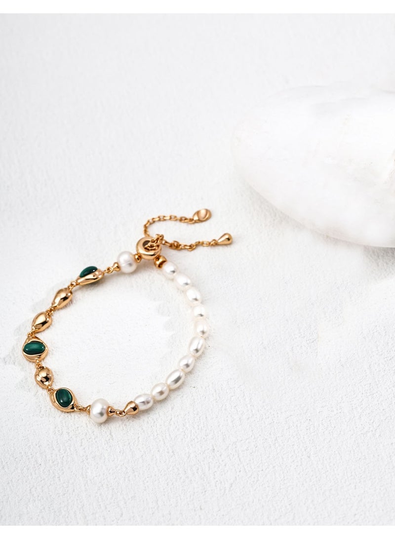 بورش سوار من اللؤلؤ الطبيعي والملاكيت - Image 4