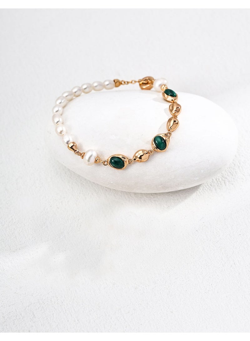 بورش سوار من اللؤلؤ الطبيعي والملاكيت - Image 3