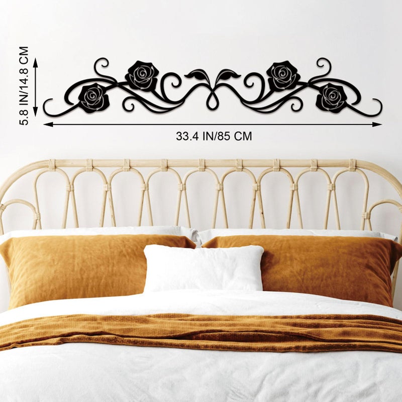 ESTART Large Metal Rose Scroll Wall Decor Rustic Iron Scroll Vine Over The Door Wall Decor Metal Scroll Wall Art Sculpture for Bedroom Living Room Office Kitchen Hallway Entryway - Image 3