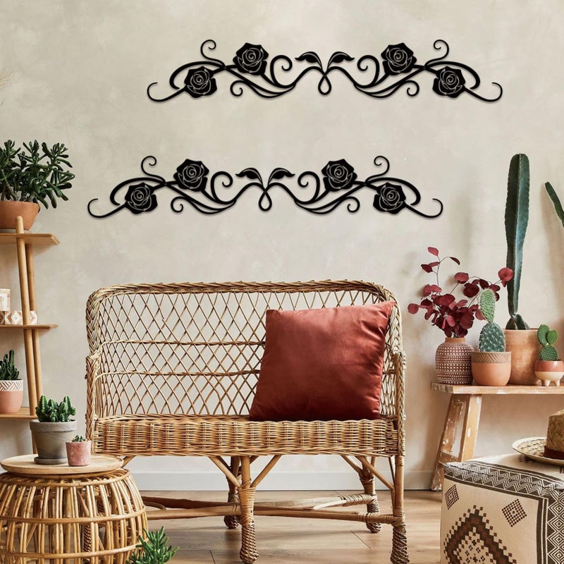 ESTART Large Metal Rose Scroll Wall Decor Rustic Iron Scroll Vine Over The Door Wall Decor Metal Scroll Wall Art Sculpture for Bedroom Living Room Office Kitchen Hallway Entryway - Image 5