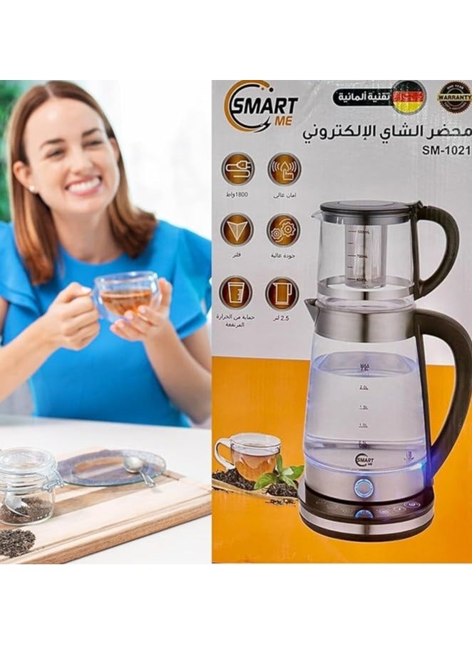 ماكينة صنع الشاي الكهربائية، غلاية زجاجية LED مع درجة حرارة، 2.5 لتر، درجات حرارة 70 درجة مئوية، 80 درجة مئوية، 90 درجة مئوية، 100 درجة مئوية، درجة - Image 5