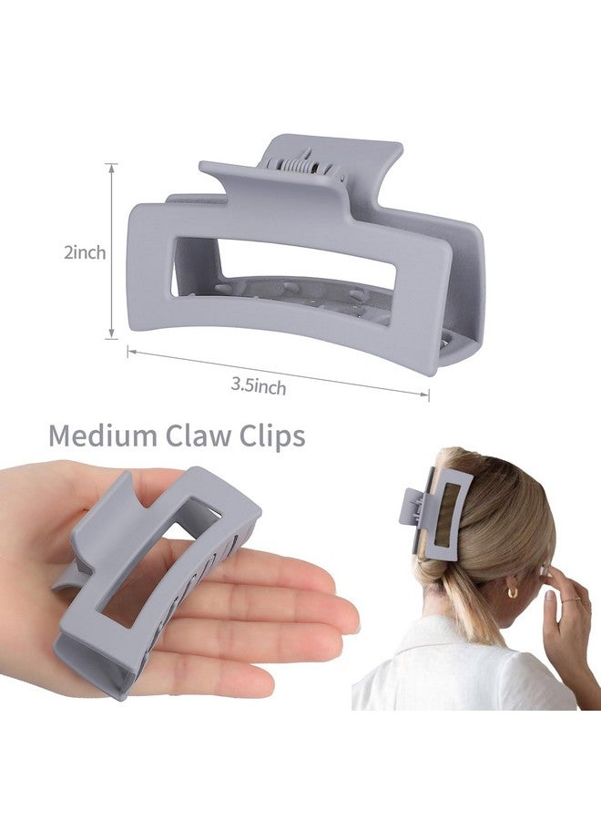 سيسيايبو مشابك شعر متوسطة الحجم من سيسايبو، مقاس 3.5 بوصة، عبوة من 6 مشابك شعر للنساء، مشابك مخلب مربعة، مشابك شعر مستطيلة، مشابك فك الموز، إكسسوارات شعر للبنات - بني رمادي - Image 2