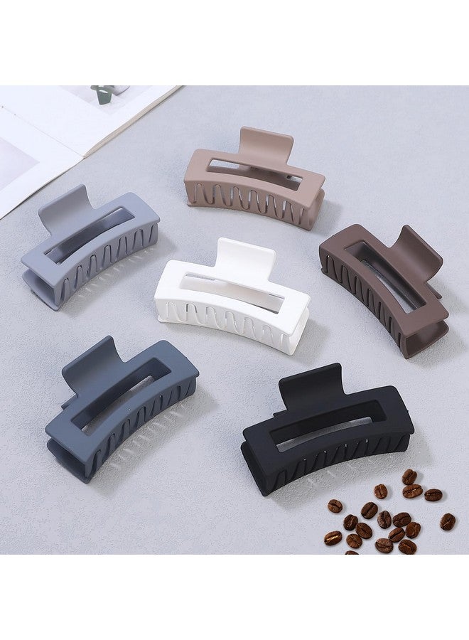 سيسيايبو مشابك شعر متوسطة الحجم من سيسايبو، مقاس 3.5 بوصة، عبوة من 6 مشابك شعر للنساء، مشابك مخلب مربعة، مشابك شعر مستطيلة، مشابك فك الموز، إكسسوارات شعر للبنات - بني رمادي - Image 5