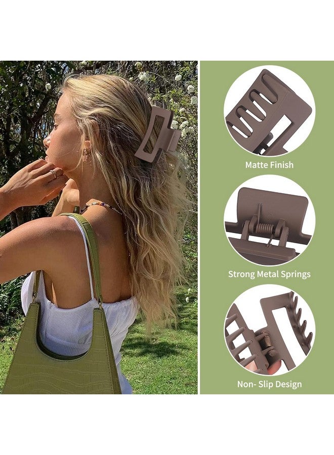 سيسيايبو مشابك شعر متوسطة الحجم من سيسايبو، مقاس 3.5 بوصة، عبوة من 6 مشابك شعر للنساء، مشابك مخلب مربعة، مشابك شعر مستطيلة، مشابك فك الموز، إكسسوارات شعر للبنات - بني رمادي - Image 3