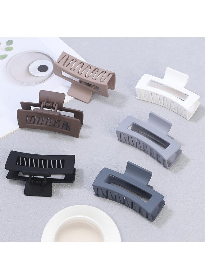 سيسيايبو مشابك شعر متوسطة الحجم من سيسايبو، مقاس 3.5 بوصة، عبوة من 6 مشابك شعر للنساء، مشابك مخلب مربعة، مشابك شعر مستطيلة، مشابك فك الموز، إكسسوارات شعر للبنات - بني رمادي - Image 4