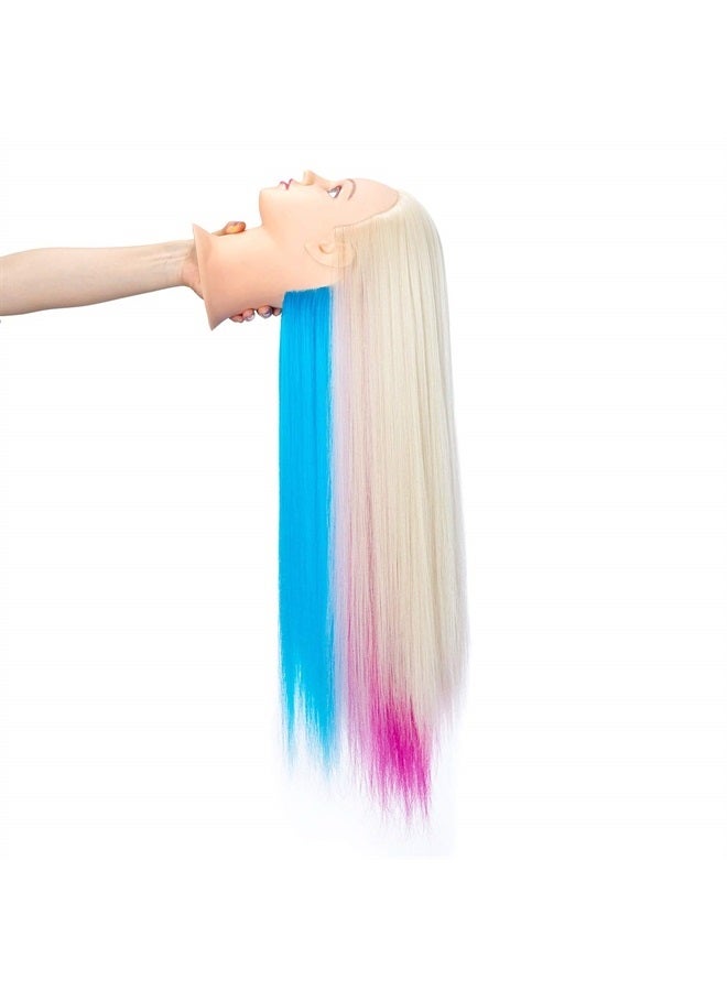 Hairingrid 26"-28" Mannequin Head Hair Styling Training Head Manikin Cosmetology Doll Head Synthetic Fiber Hair and Free Clamp Holder (Multicolor) - Image 5